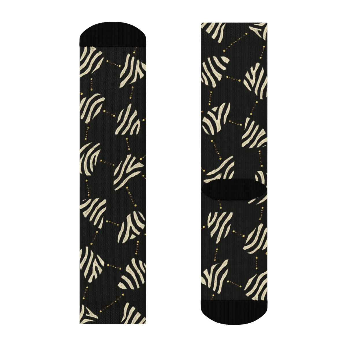 Golden Accent Zebra Stripe Constellations custom crew socks