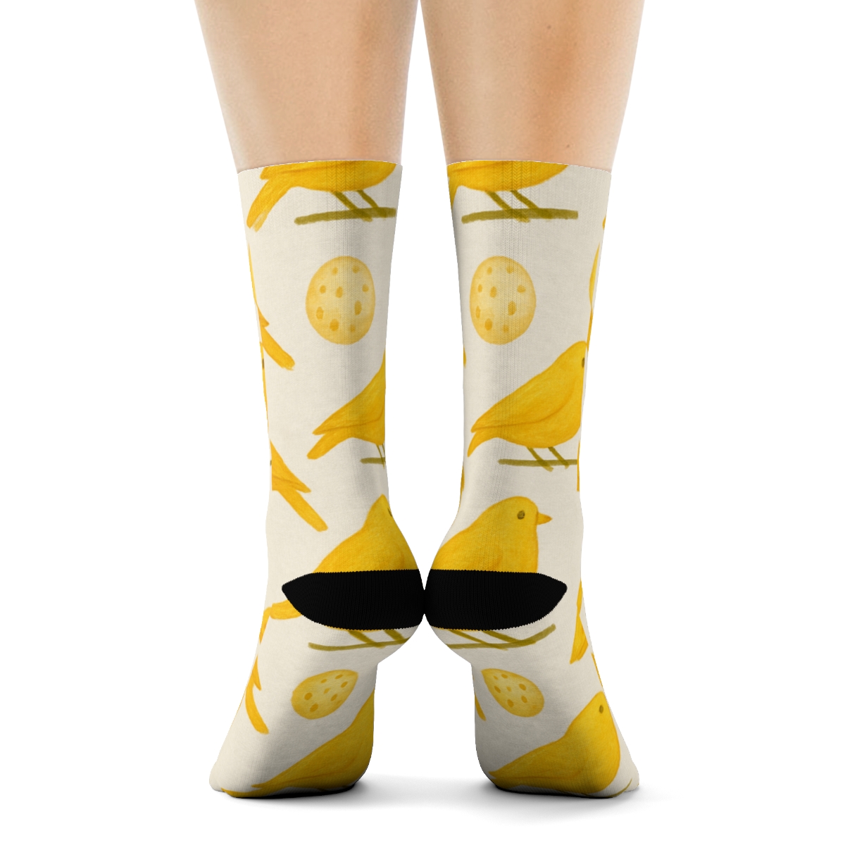 Golden Canary Egg Dot Matrix On Light Gray soft everyday crew socks