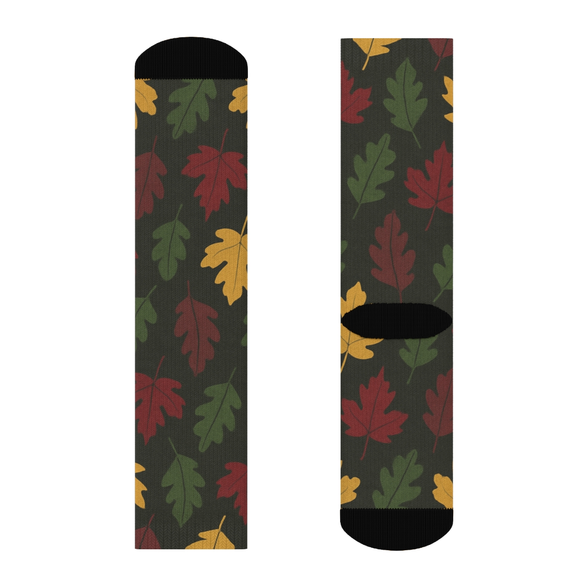Golden Leaf Silhouette Diagonal Scatter On Charcoal Background premium sports crew socks