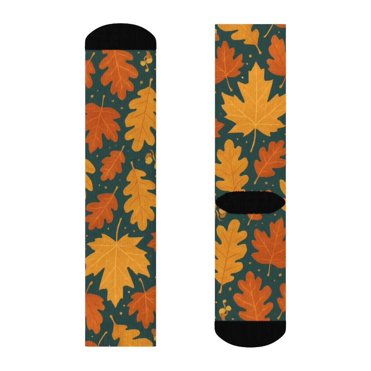 Golden Leaf Tessellation On Deep Teal personalized crew socks