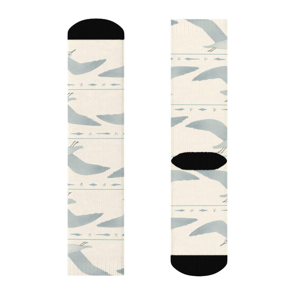 Gull Wing Horizon Bands On Soft Ivory comfortable cotton crew socks