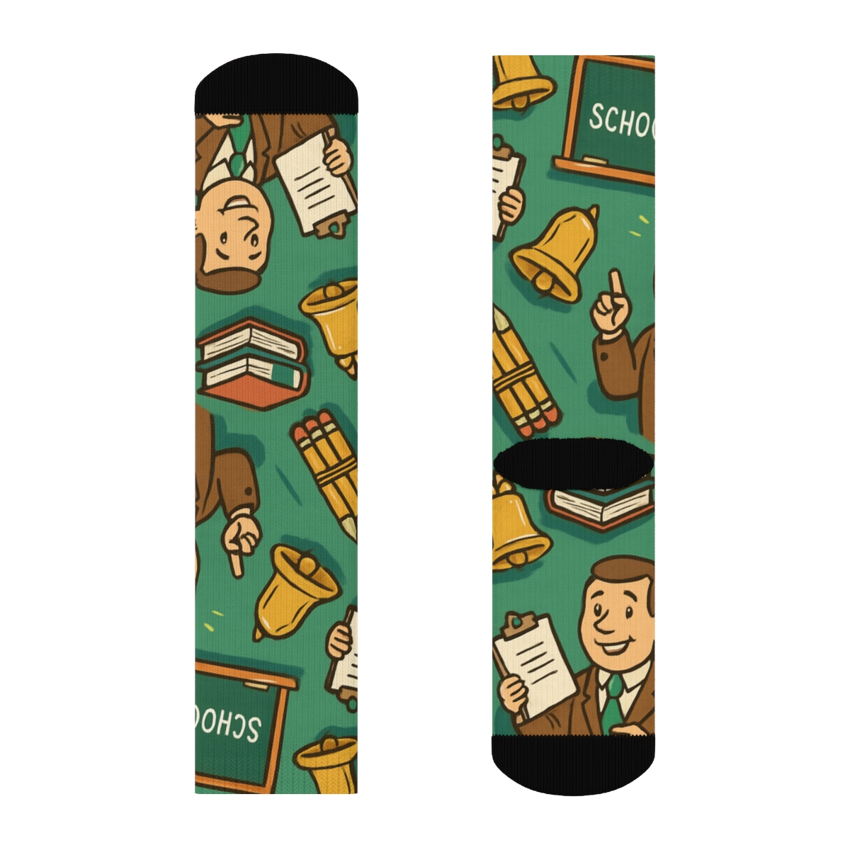 Hallway Parade Pattern With School Principal Cameos designer printed crew socks