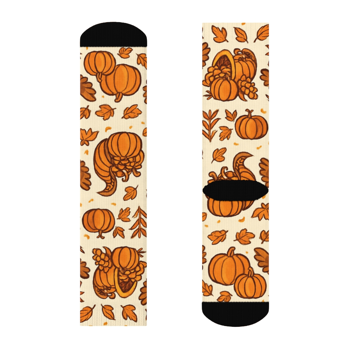 Harvest Band Pattern With Dancing Turkey Scenes personalized crew socks