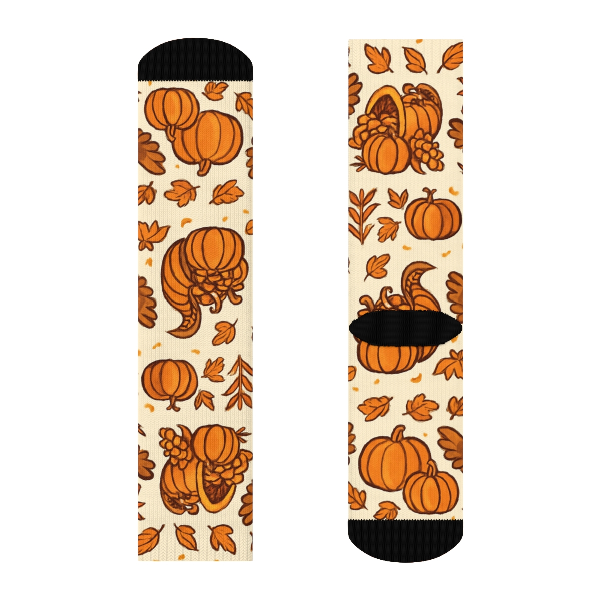 Harvest Band Pattern With Dancing Turkey Scenes personalized crew socks