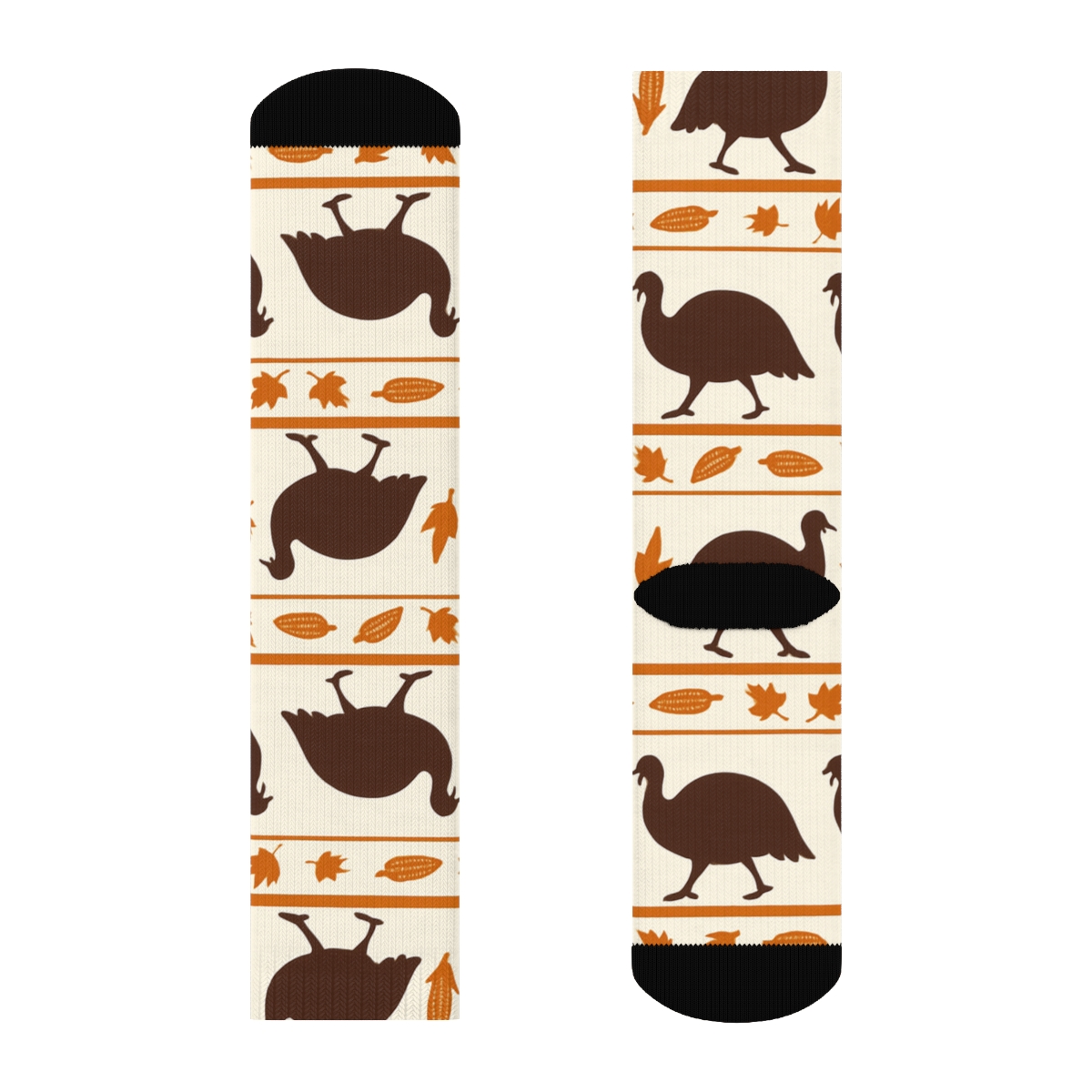 Harvest Field Parade With Turkey Silhouettes premium sports crew socks