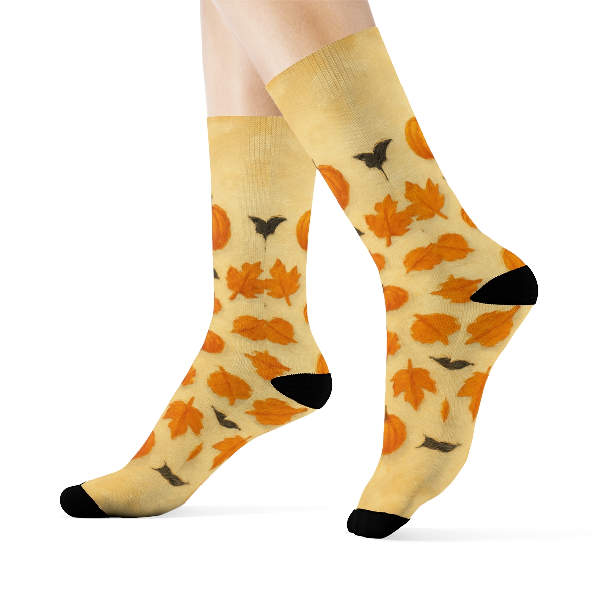 Harvest Moon Radial Pumpkin Ring On Neutral Background soft everyday crew socks