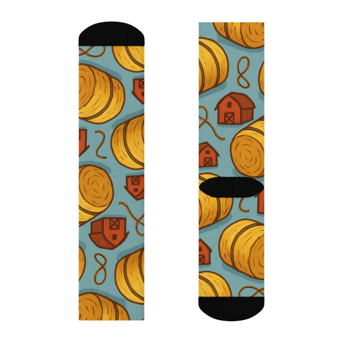 Hay Bale Lattice With Rancher Charm unique graphic crew socks