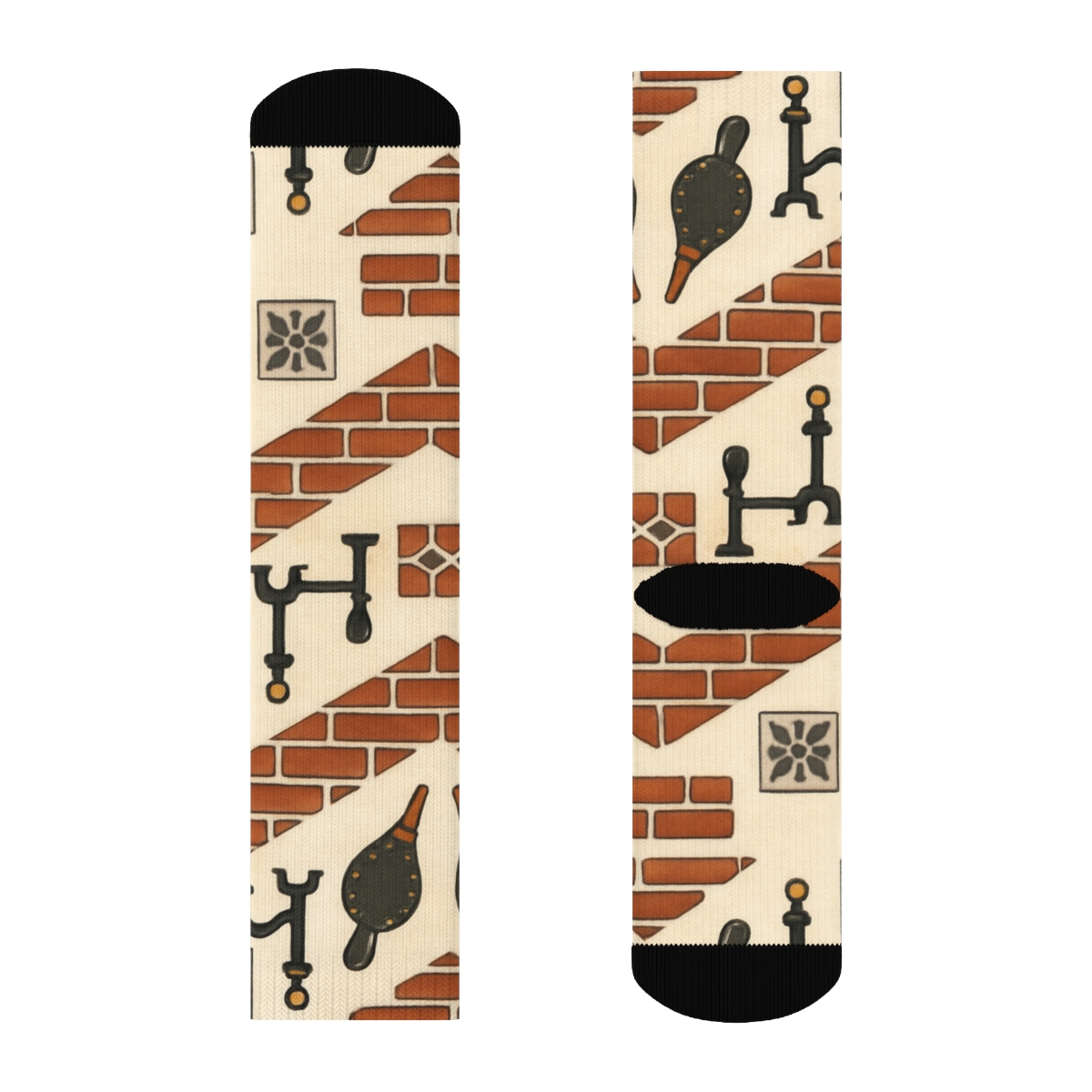 Heart Chimney Brick Chevron Border Repeat premium sports crew socks