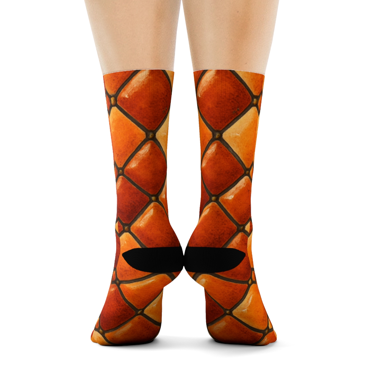 Hearth Tile Lattice Heart Edition designer printed crew socks