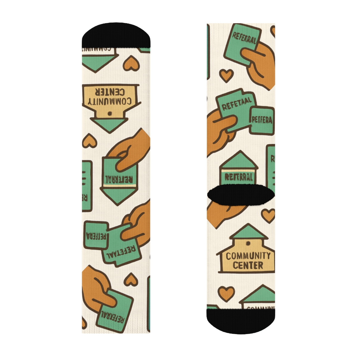 Helping Hands Grid With Social Worker Icons unique graphic crew socks