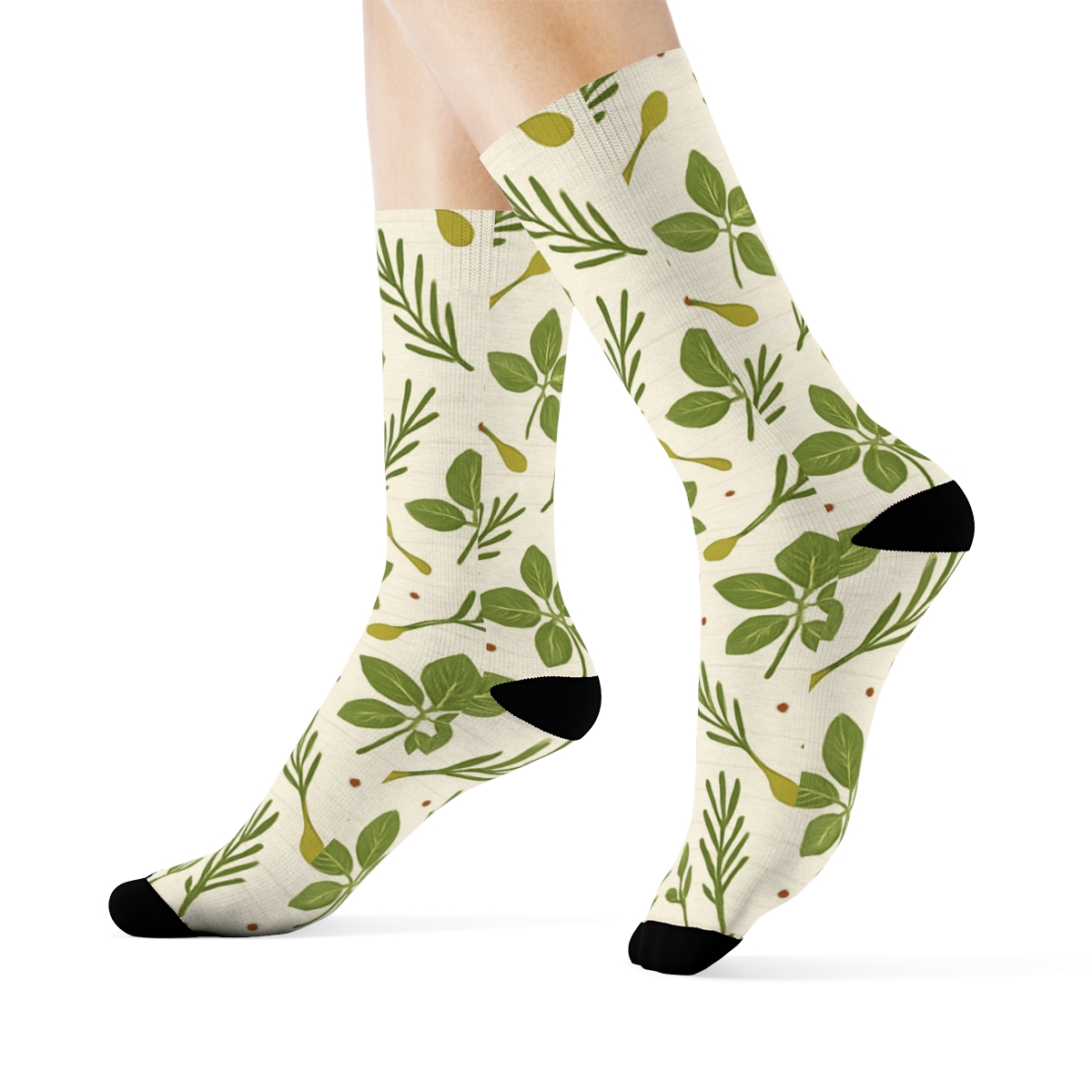 Herb Lattice Cook Pattern designer printed crew socks