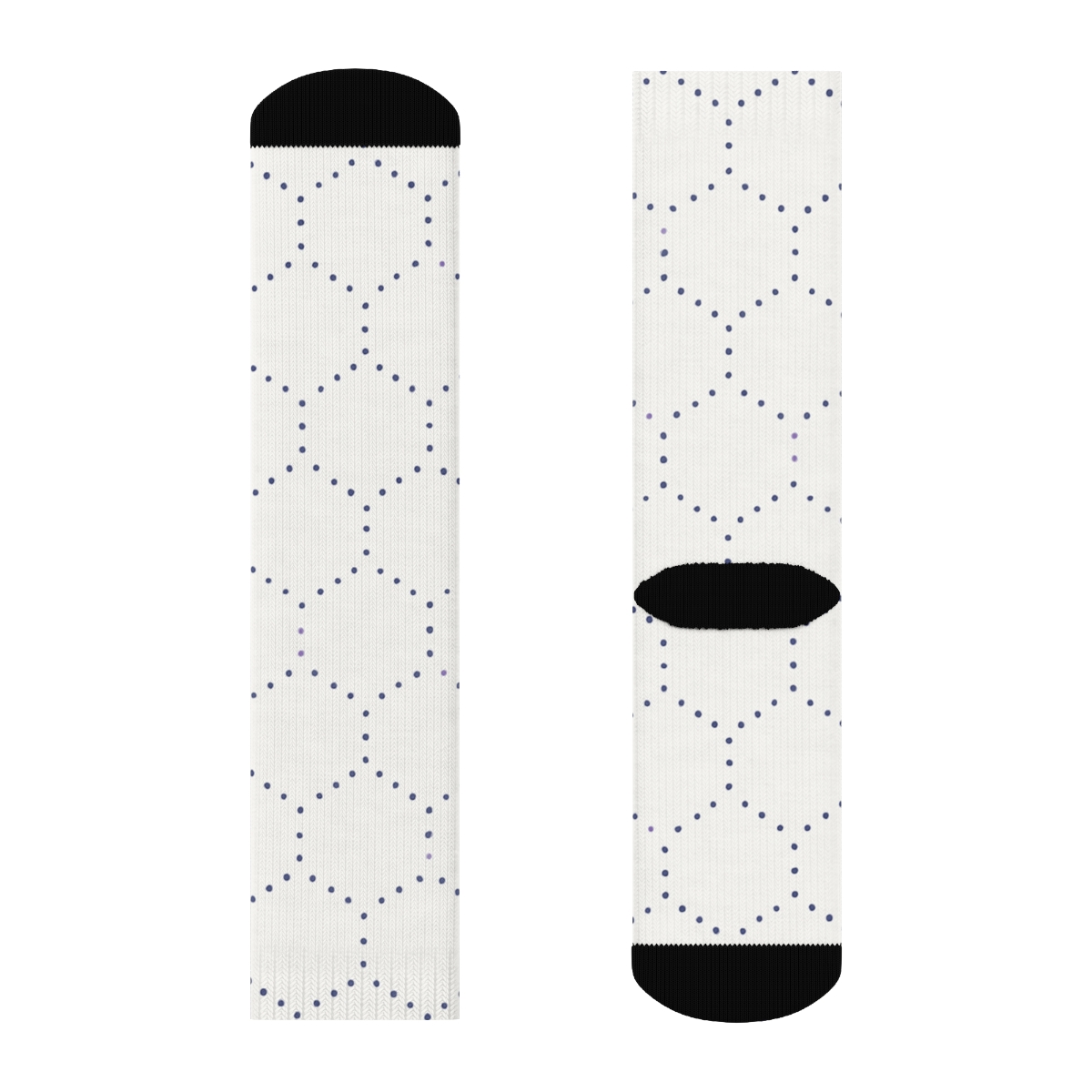 Hex Dot Drift designer printed crew socks