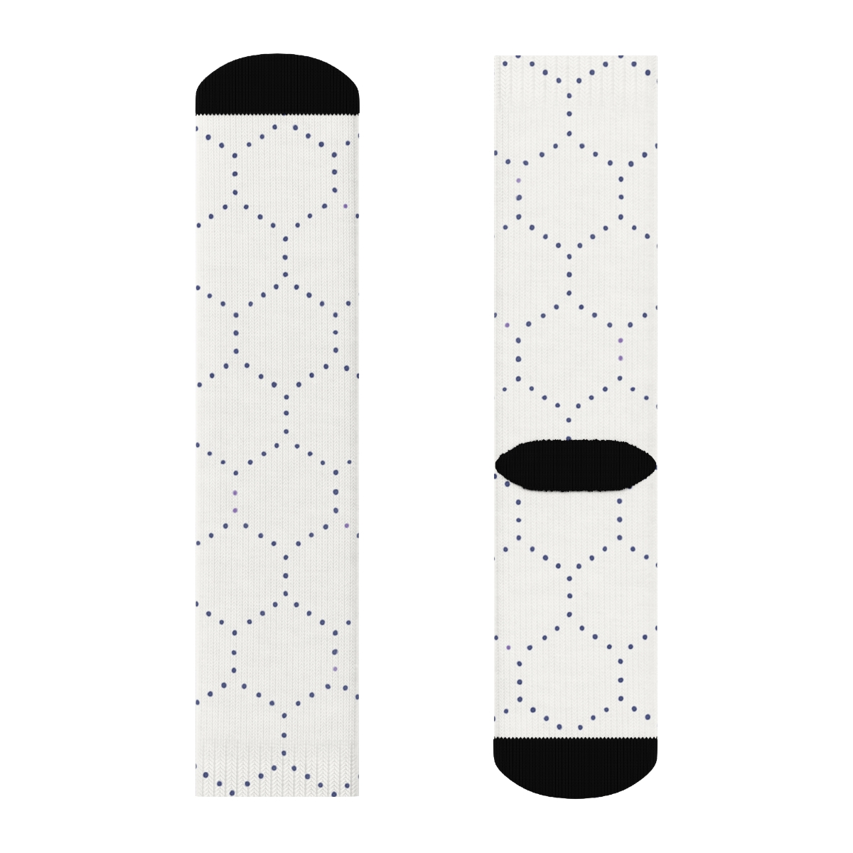 Hex Dot Drift designer printed crew socks