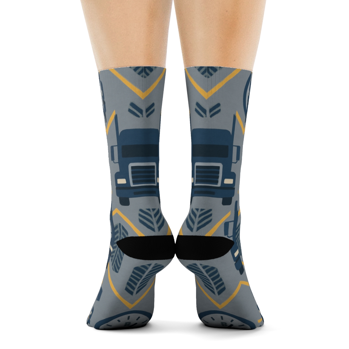 Highway Chevron Grid For Truck Driver Rhythm premium sports crew socks