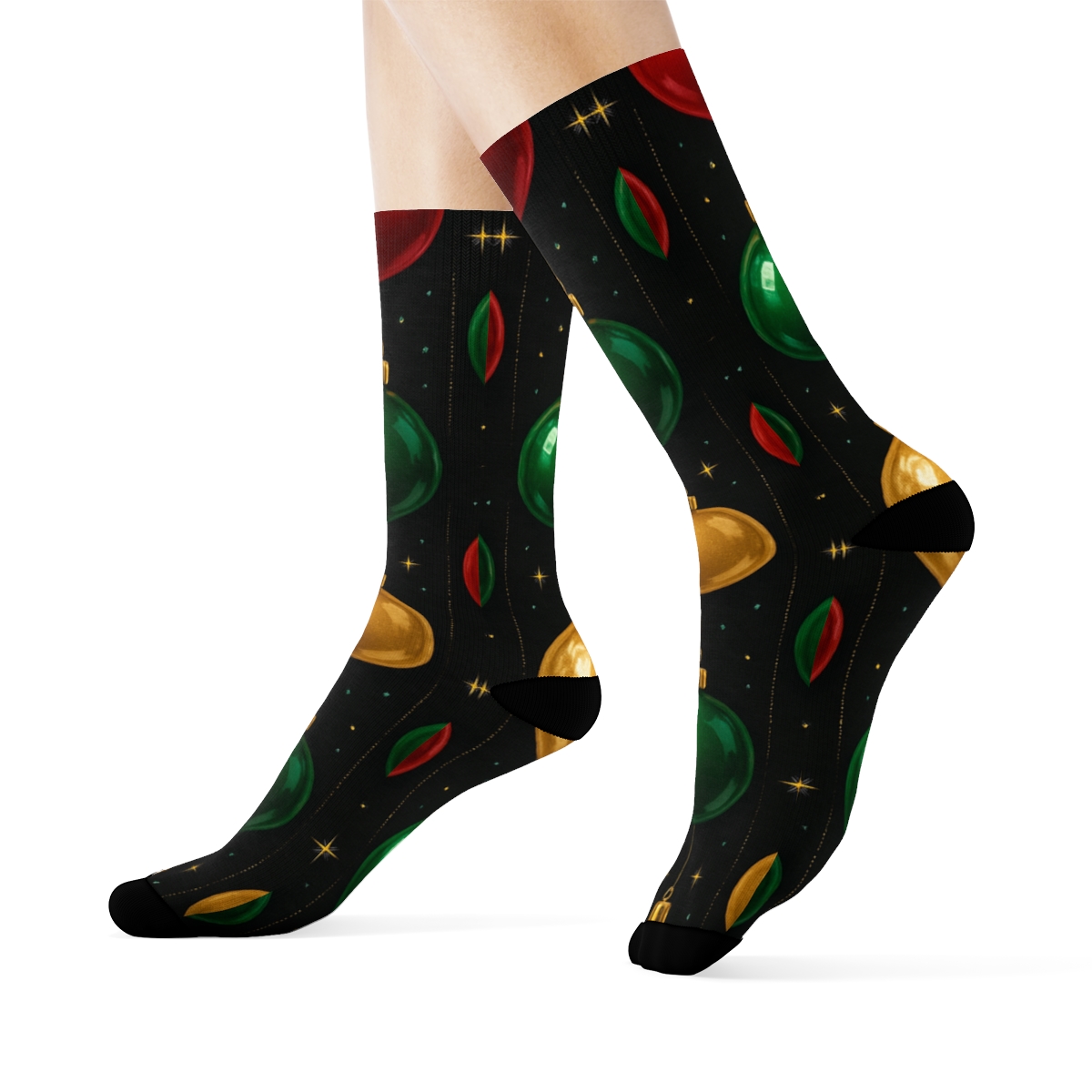 Holiday Ornament Mirage On Midnight Field premium sports crew socks