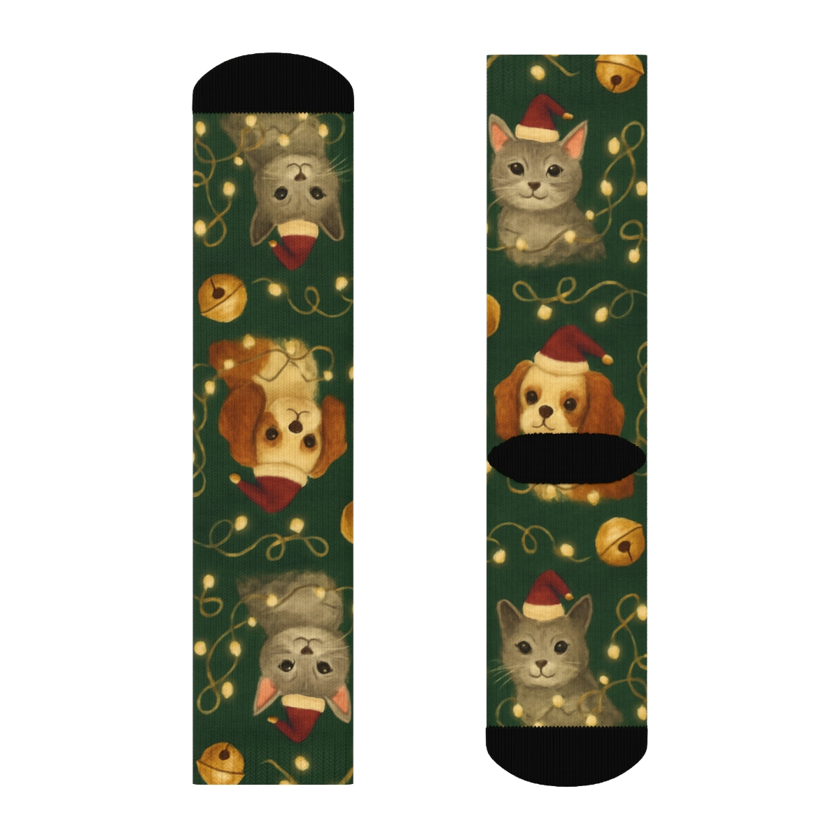 Holiday Pet Parade XMas unique graphic crew socks