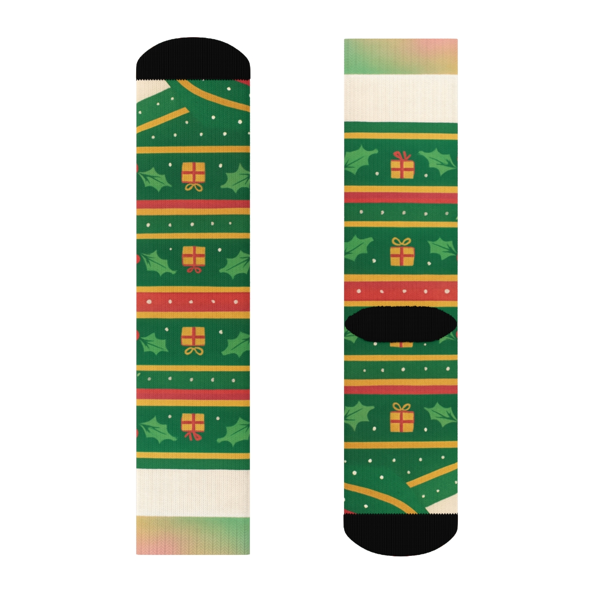 Holly Berry Banded Garden custom crew socks