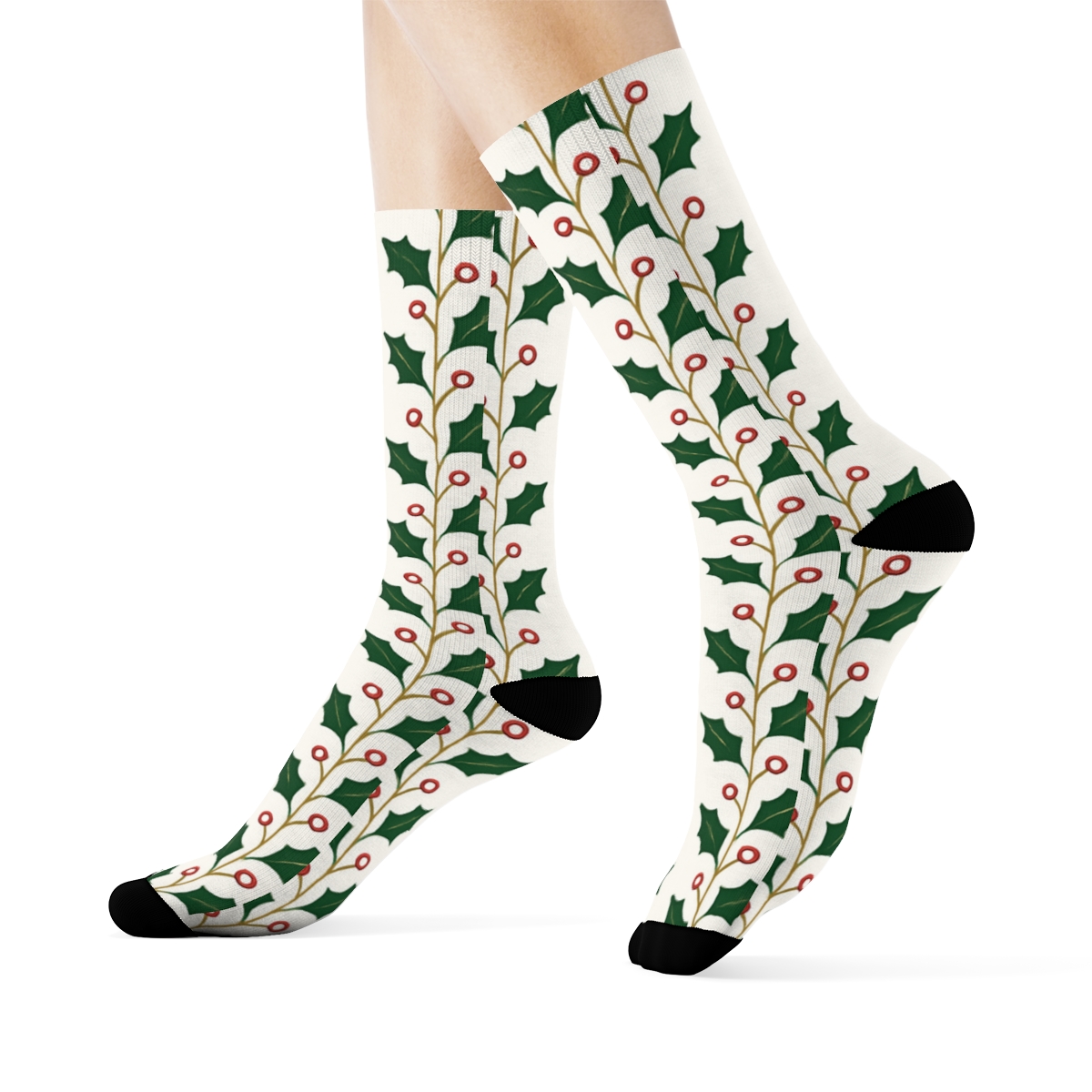 Holly Garland Vertical Vine Stripe custom crew socks