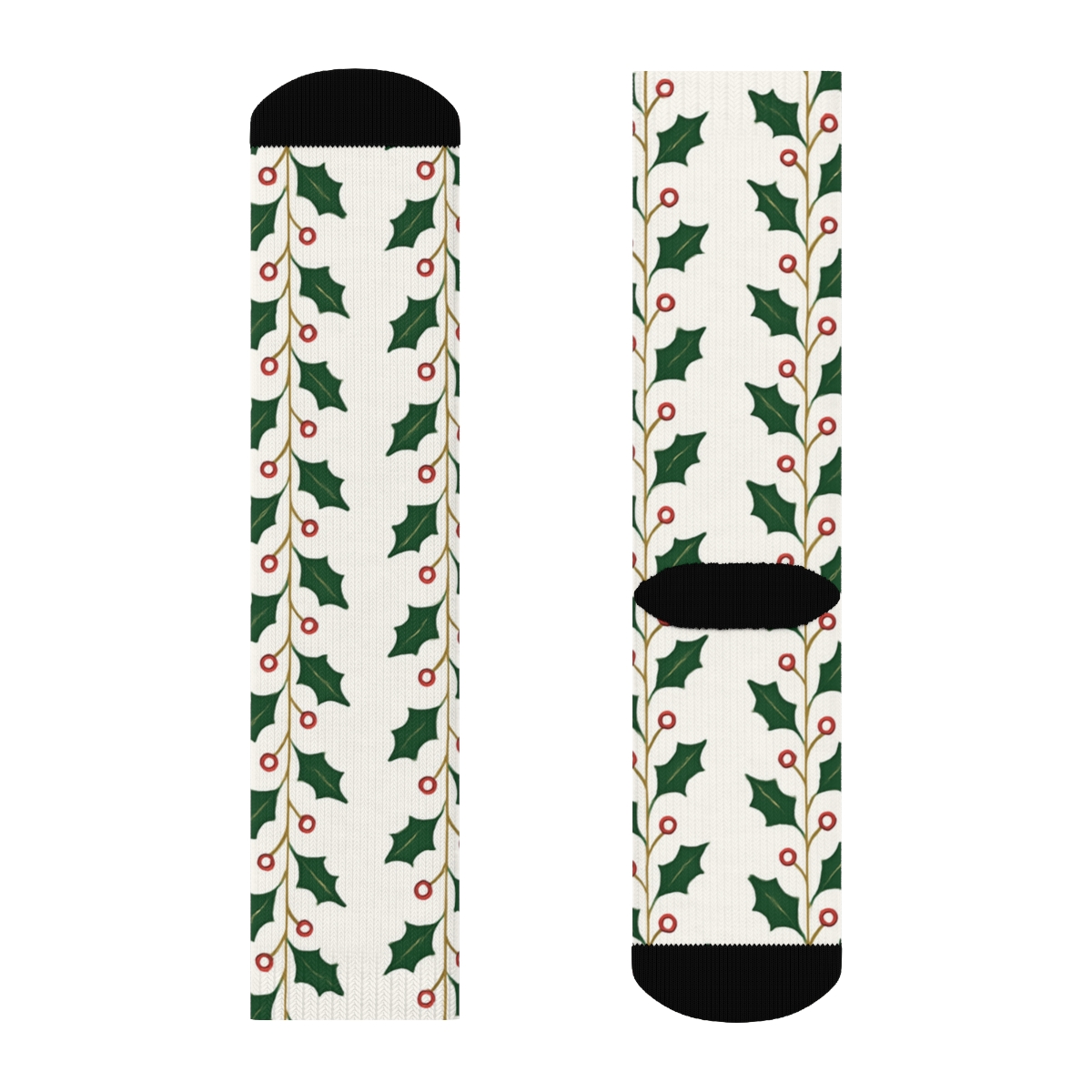 Holly Garland Vertical Vine Stripe custom crew socks