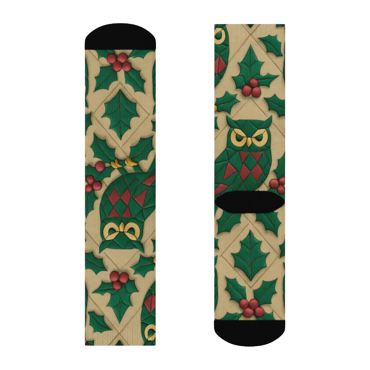 Holly Owl Mosaic soft everyday crew socks