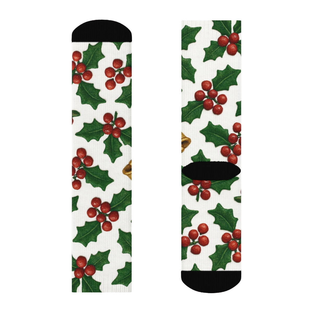 Holly Scatter On Snow White Field custom crew socks