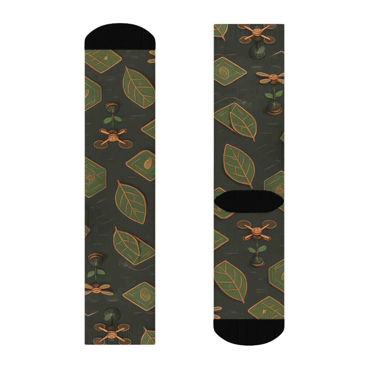 Holographic Garden Circuit Pattern 2025 trendy patterned crew socks