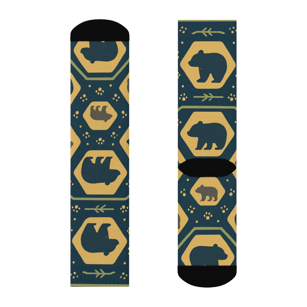 Honey Lattice With Bear Silhouettes premium sports crew socks