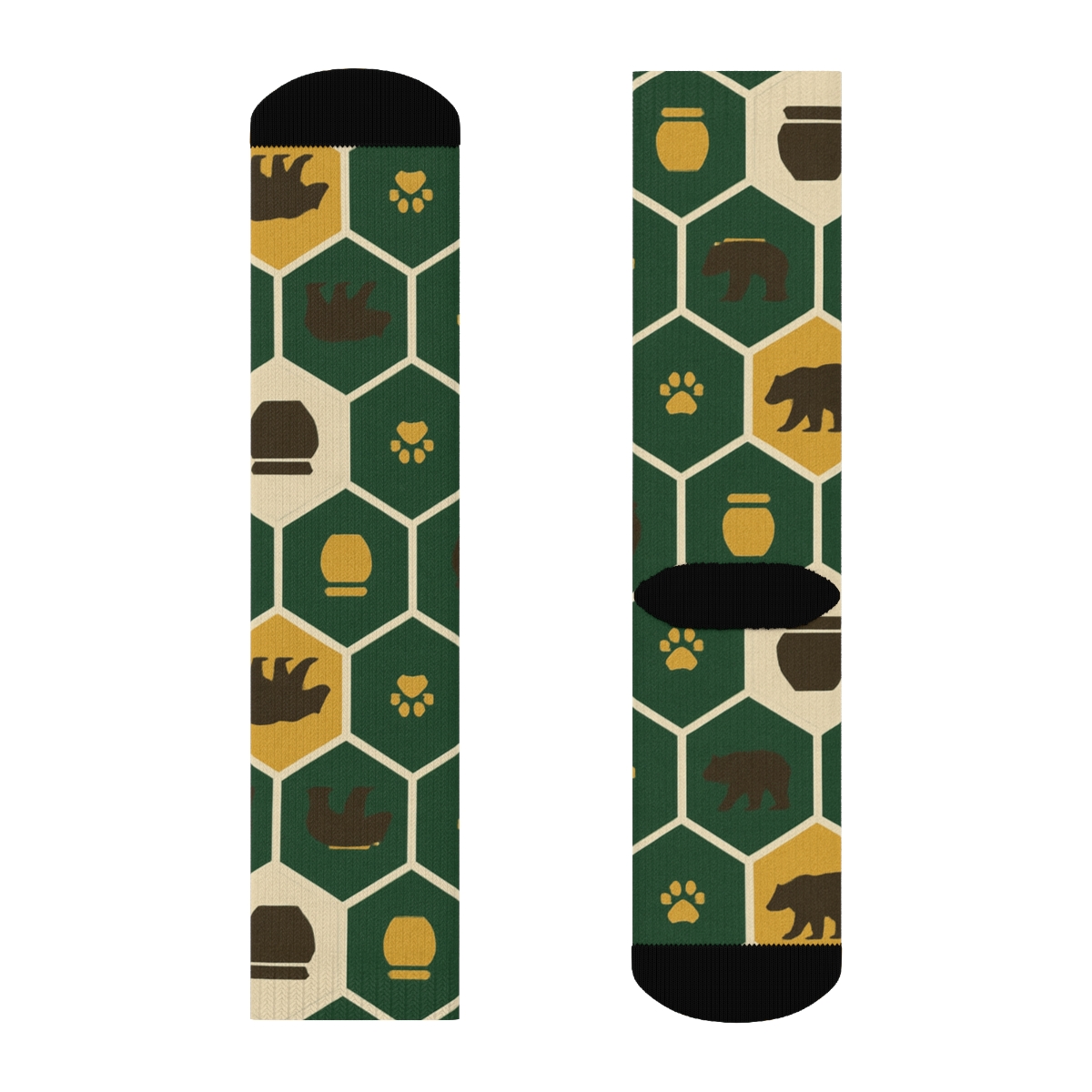 Honey Lattice With Bear Silhouettes stylish athletic crew socks