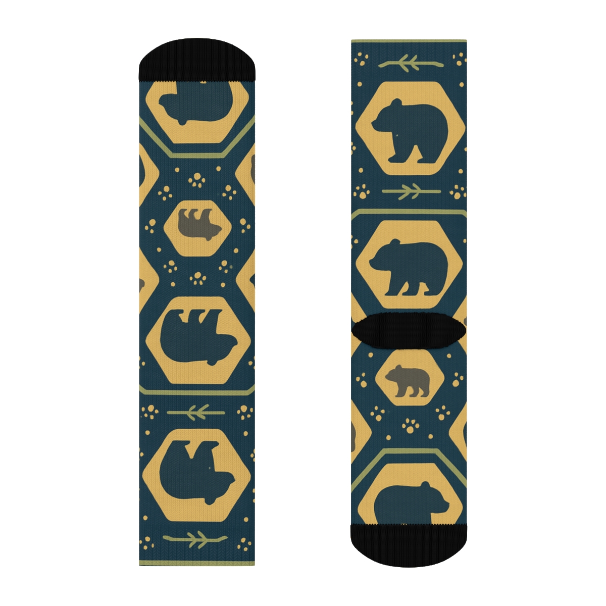 Honey Lattice With Bear Silhouettes premium sports crew socks