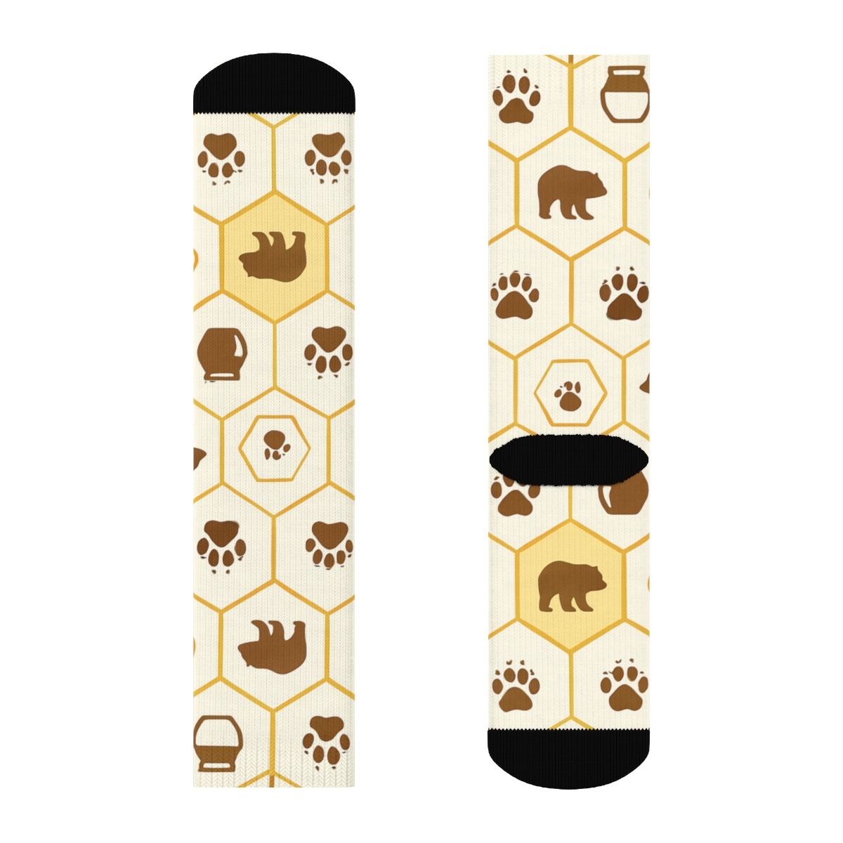 Honeycomb Lattice With Bear Silhouettes stylish athletic crew socks