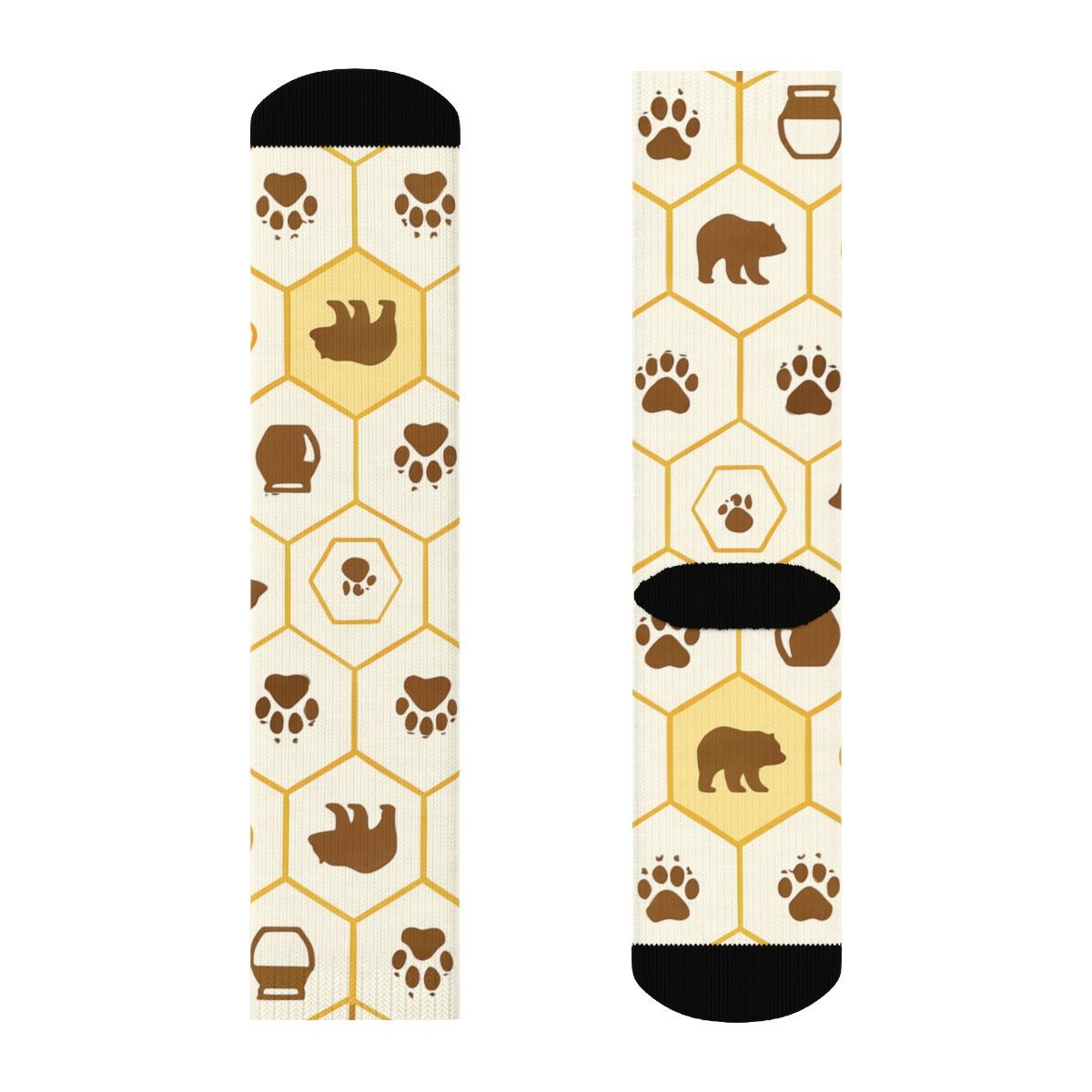 Honeycomb Lattice With Bear Silhouettes stylish athletic crew socks