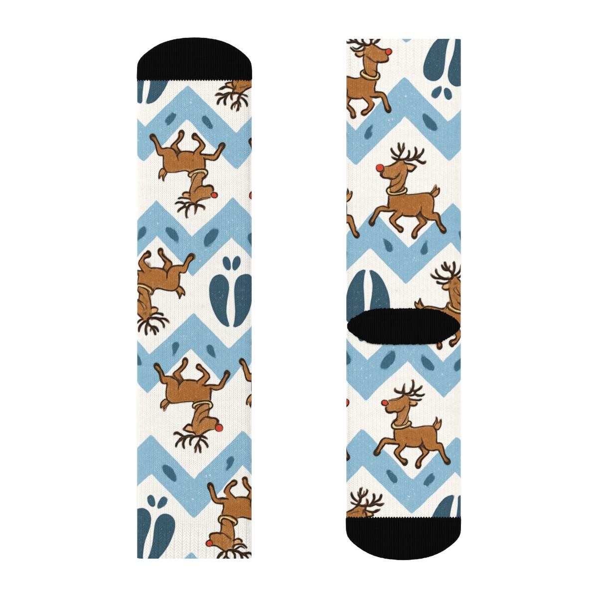 Hoofprint Chevron With Reindeer Parade custom crew socks