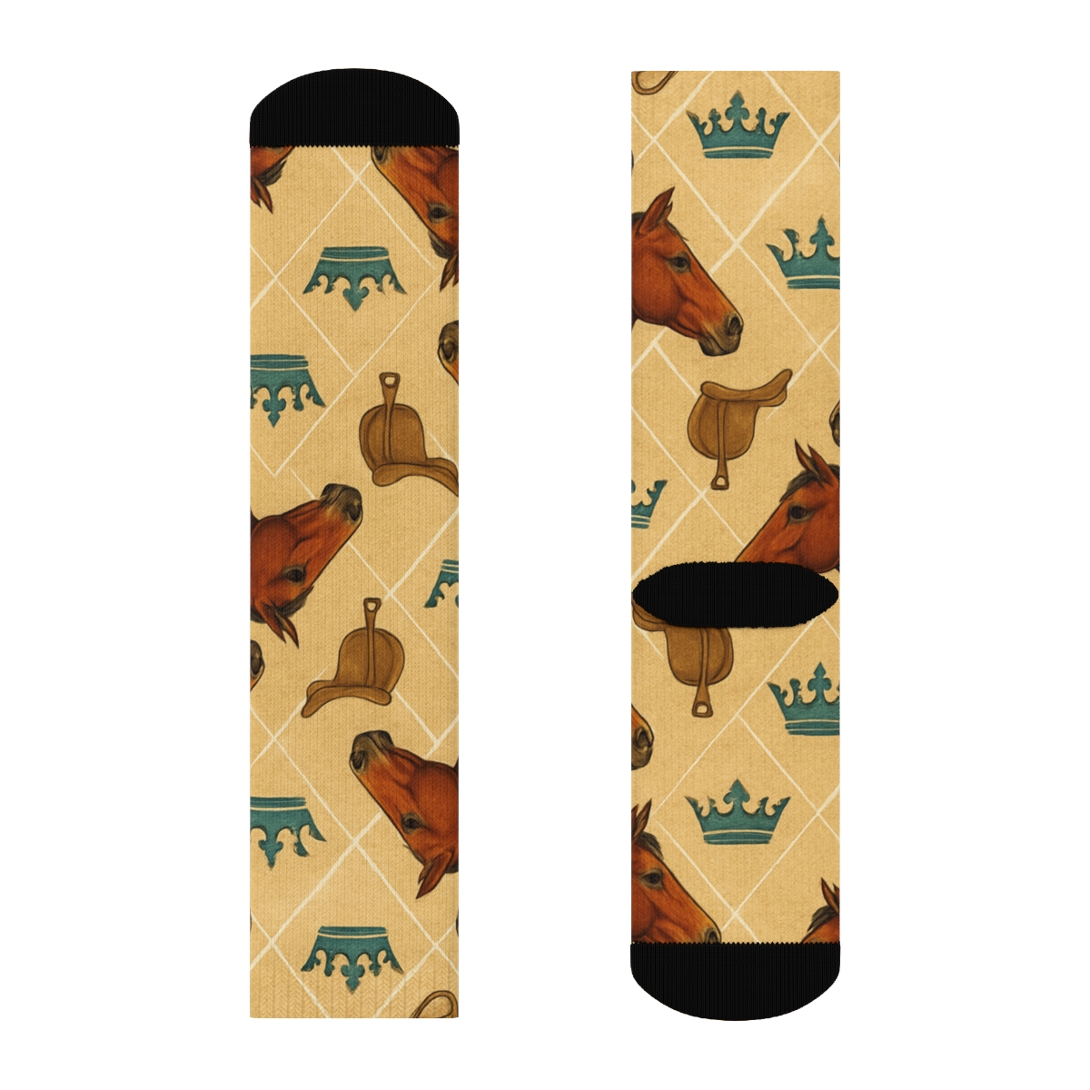Horse-Crown Collage Tessellation premium sports crew socks
