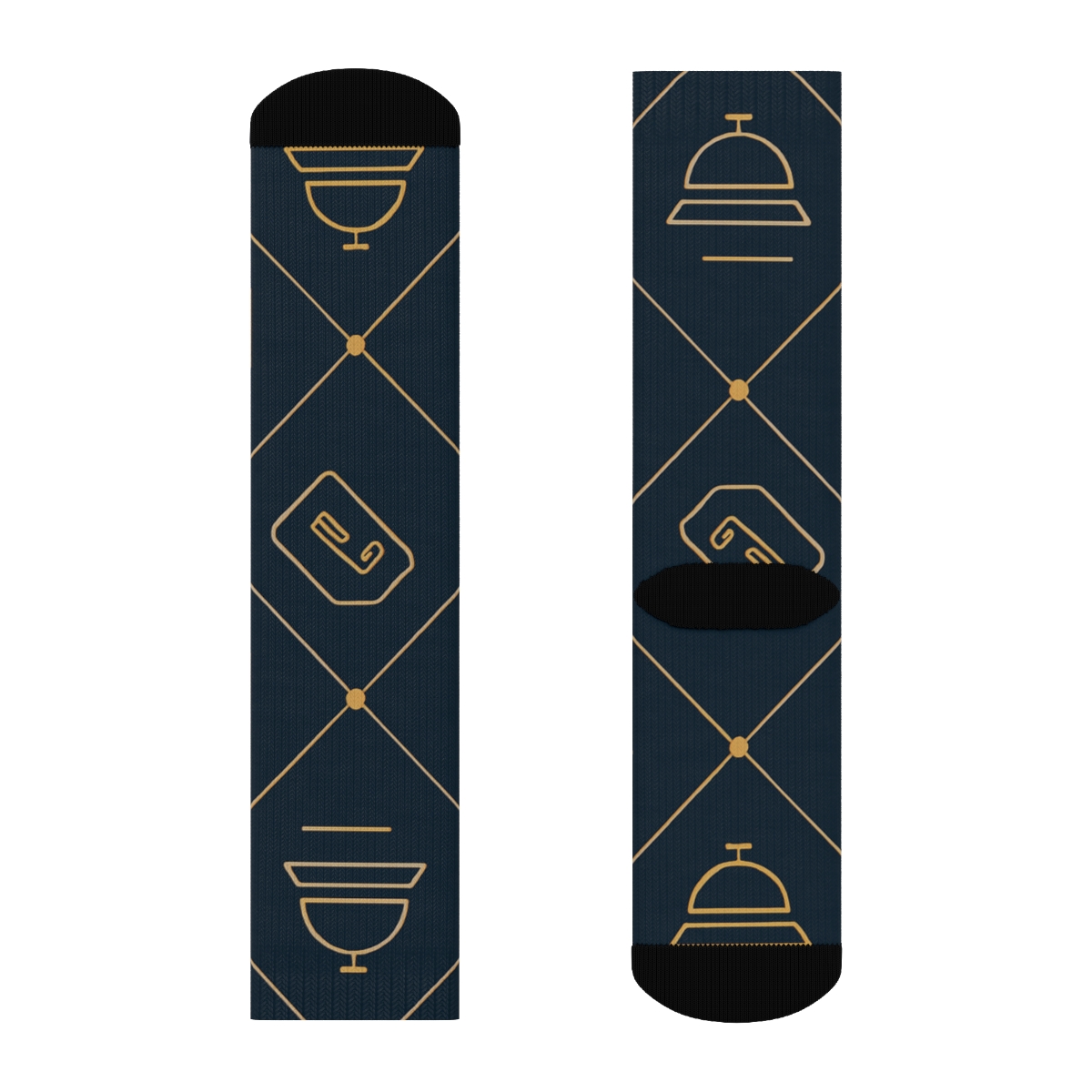 Hotel Receptionist Key Card Lattice In Deep Navy premium sports crew socks