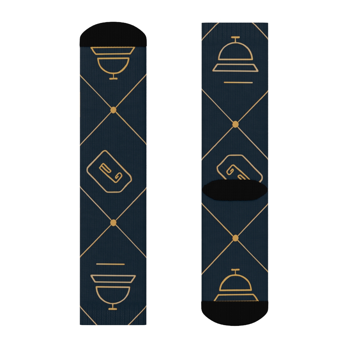 Hotel Receptionist Key Card Lattice In Deep Navy premium sports crew socks