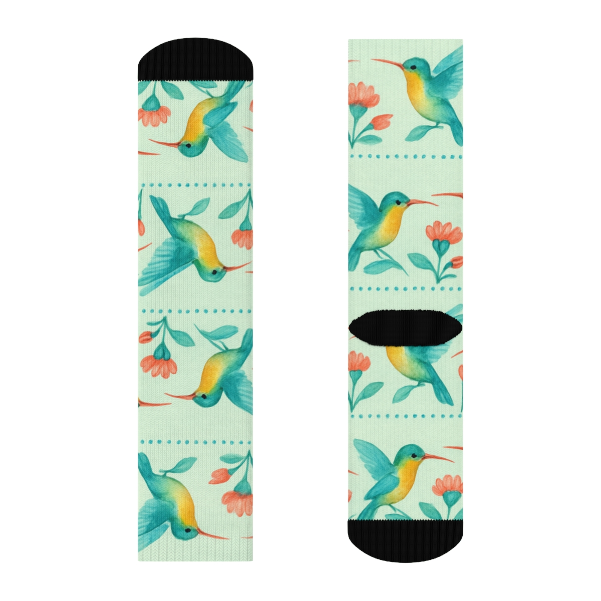 Hummingbird Band On Mint Background personalized crew socks
