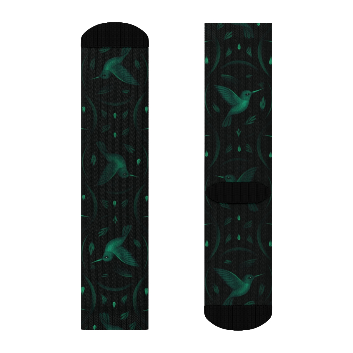 Hummingbird Halo Flight On Midnight Field soft everyday crew socks