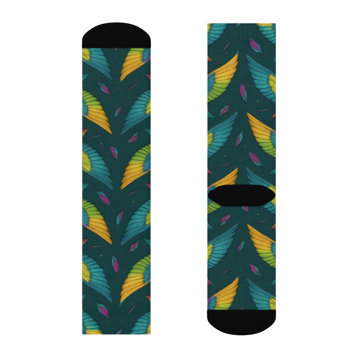 Hummingbird Wing Helix Tessellation On Deep Teal Background soft everyday crew socks