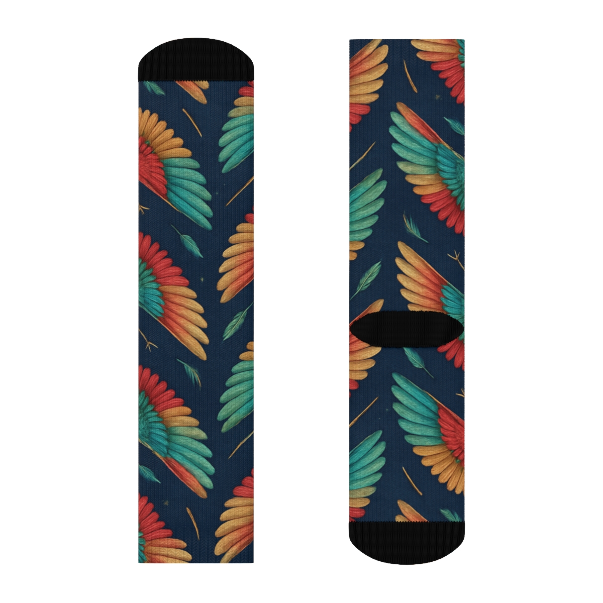 Hummingbird Wing Lattice On Midnight Navy Background premium sports crew socks