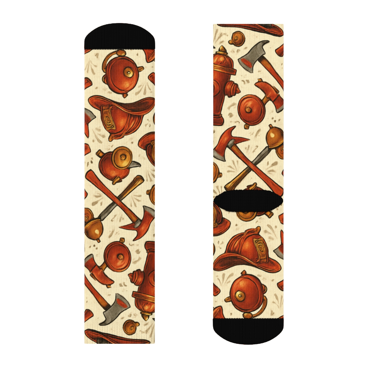 Hydrant And Helmet Fire Fighter Tessellation Poster Collage stylish athletic crew socks