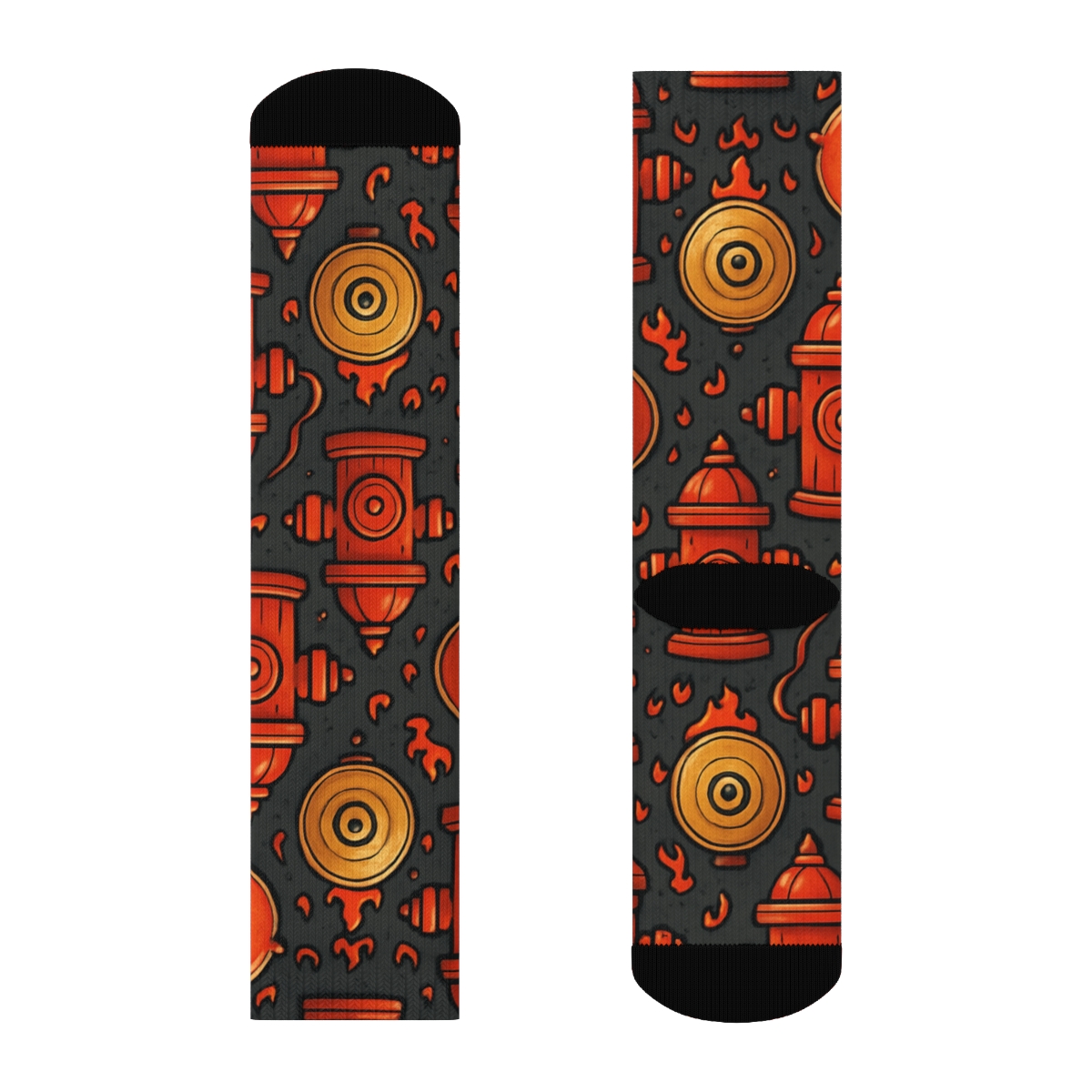 Hydrant Galaxy Tessellation With Fire Fighter Motifs trendy patterned crew socks