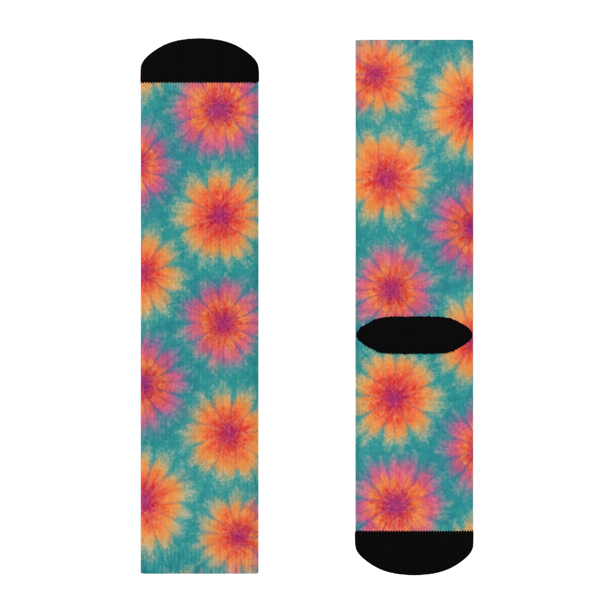 Ice Dye Starburst Scatter On Teal Field custom crew socks