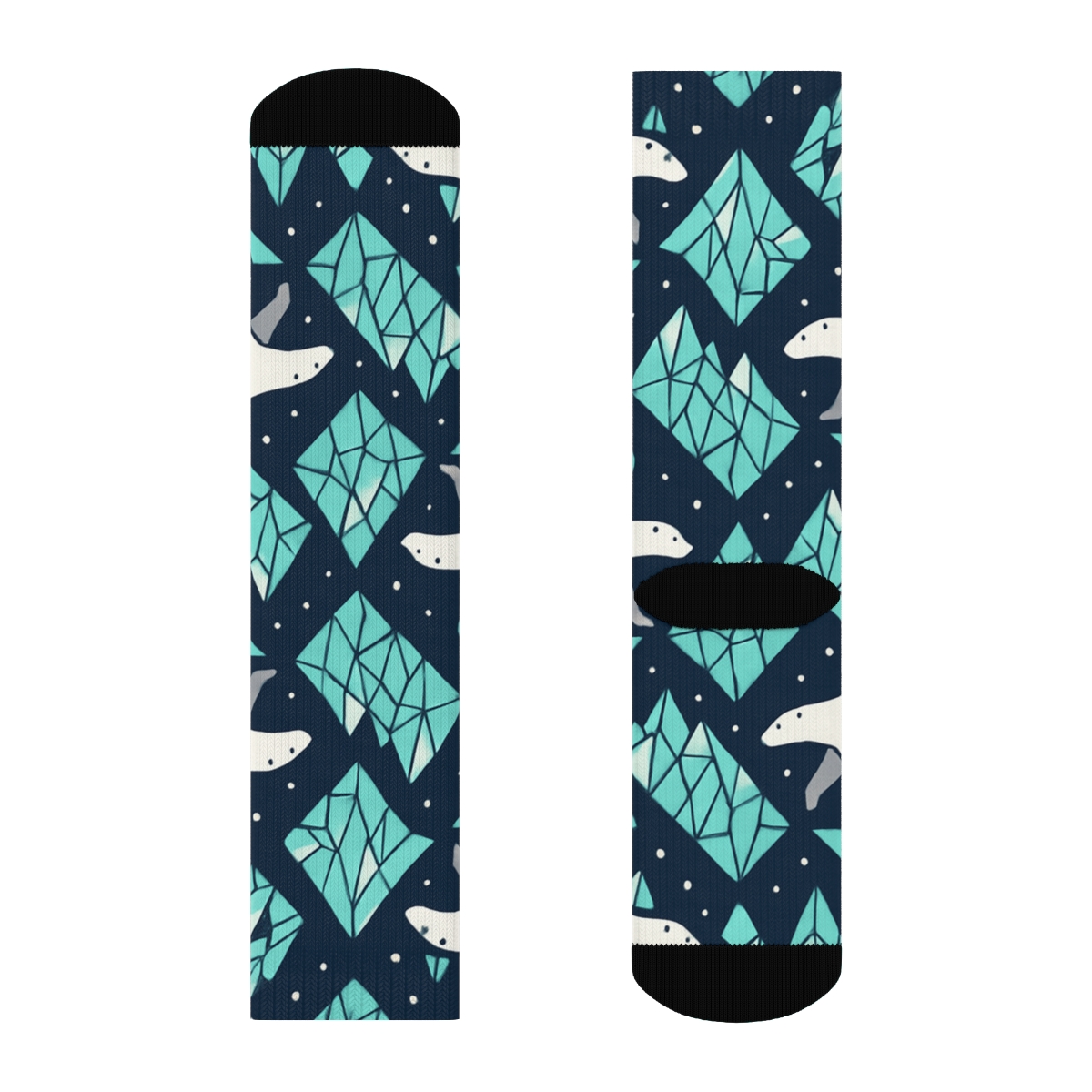 Iceberg Lattice With Polar Bear Silhouettes trendy patterned crew socks