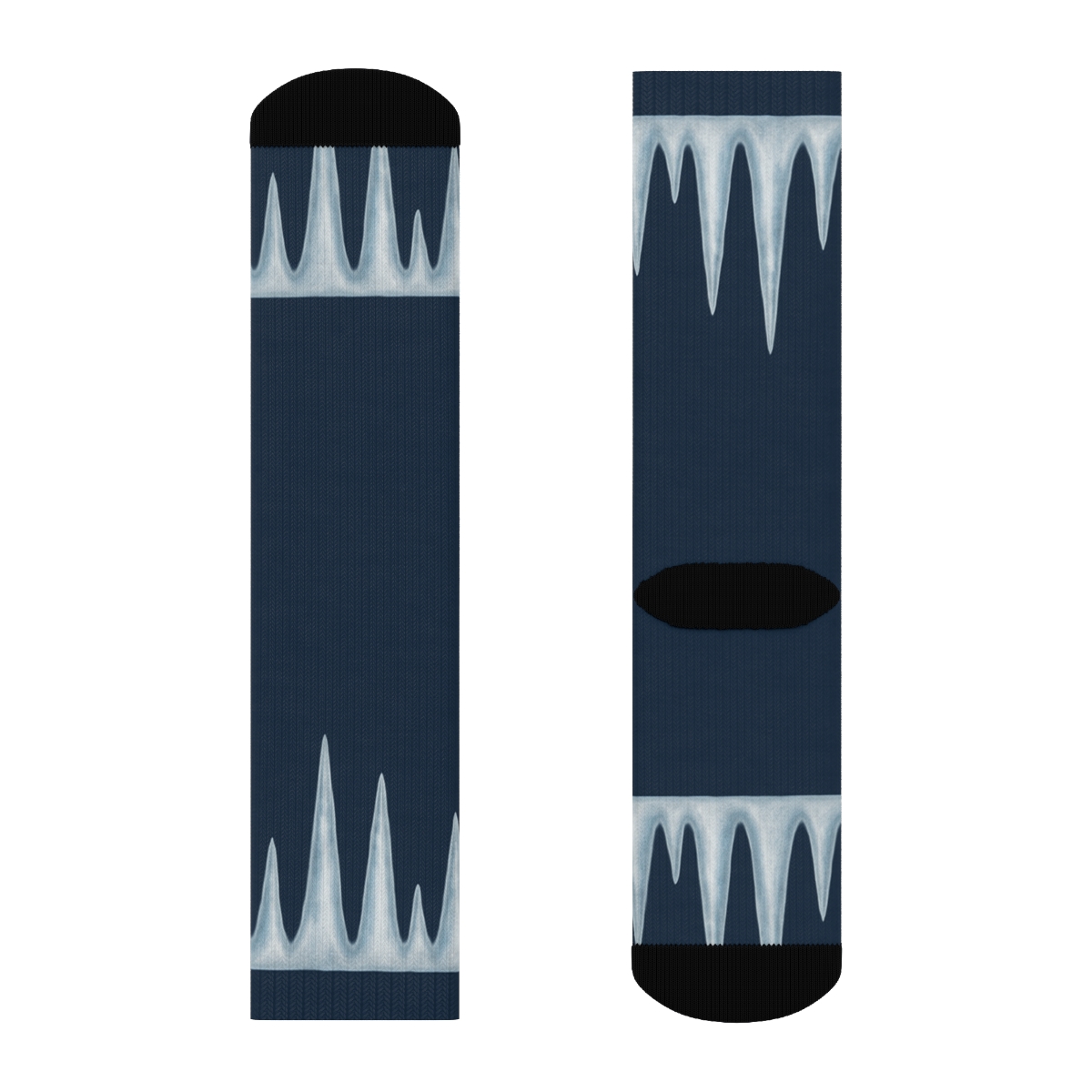 Icicle Fringe Border Holiday designer printed crew socks