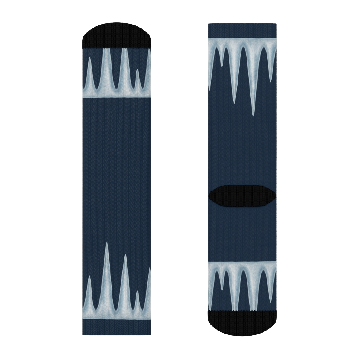 Icicle Fringe Border Holiday designer printed crew socks