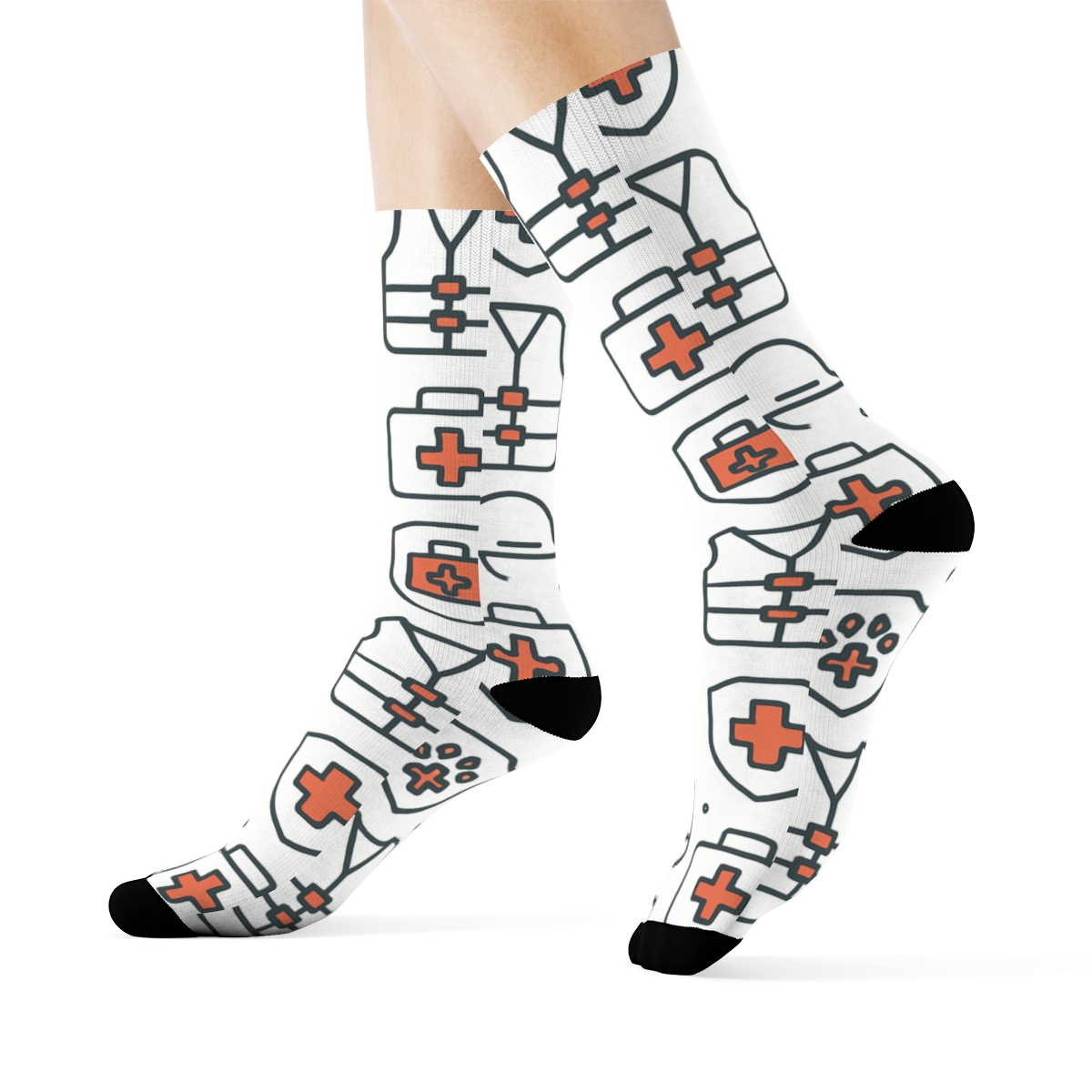 Icon Grid Rescue Worker Minimal Ops Pattern personalized crew socks