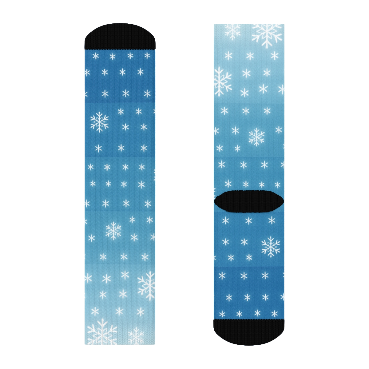 Icy Blue Holiday Snowfall Gradient Bands premium sports crew socks