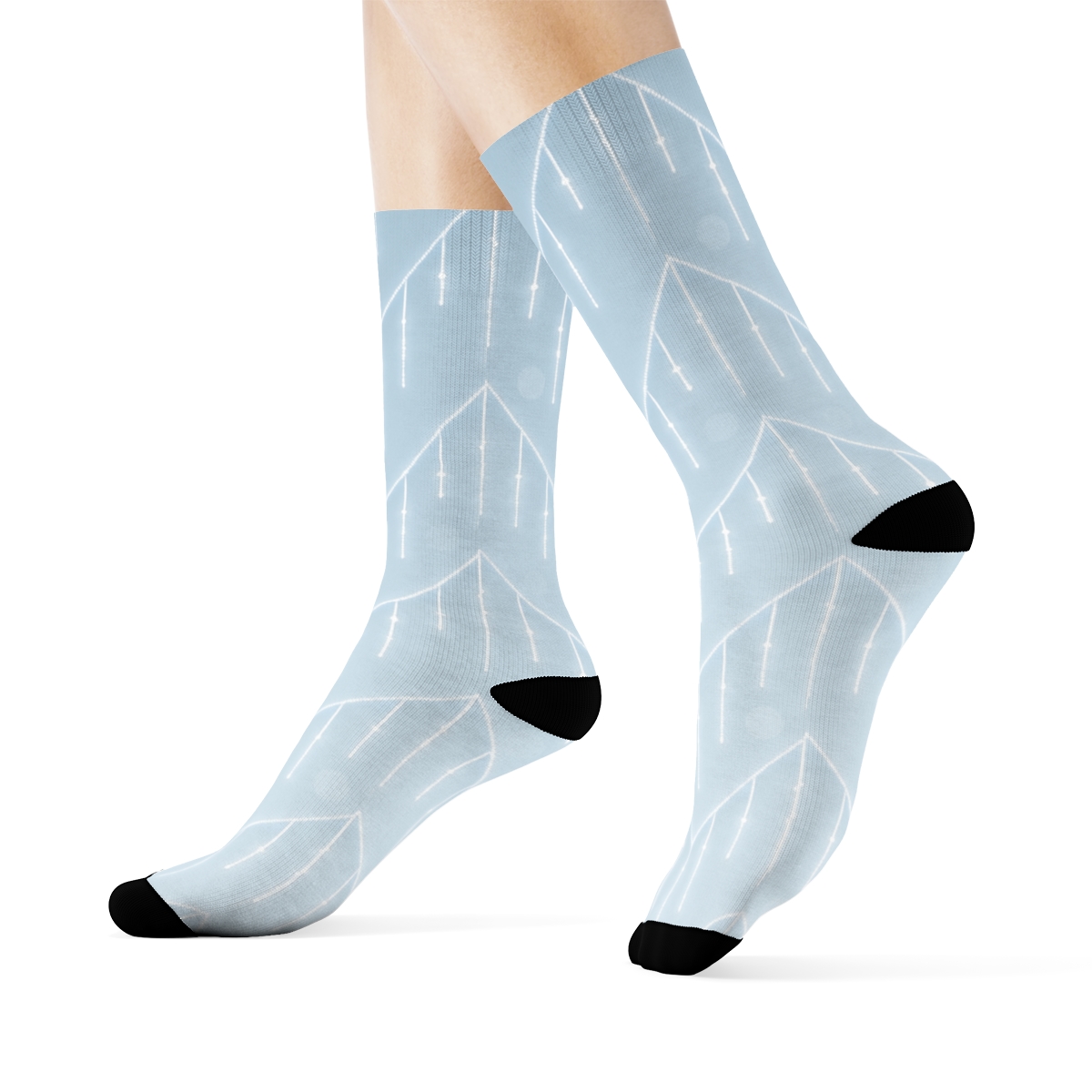 Icy Blue Icicle Light Chevron trendy patterned crew socks