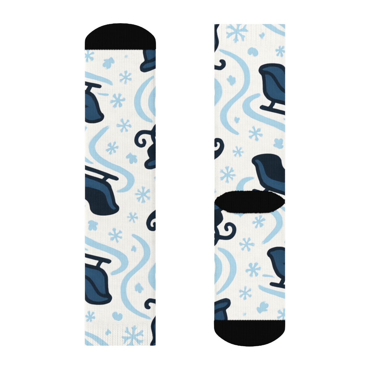 Icy Trail Silhouettes Pattern Sleigh stylish athletic crew socks