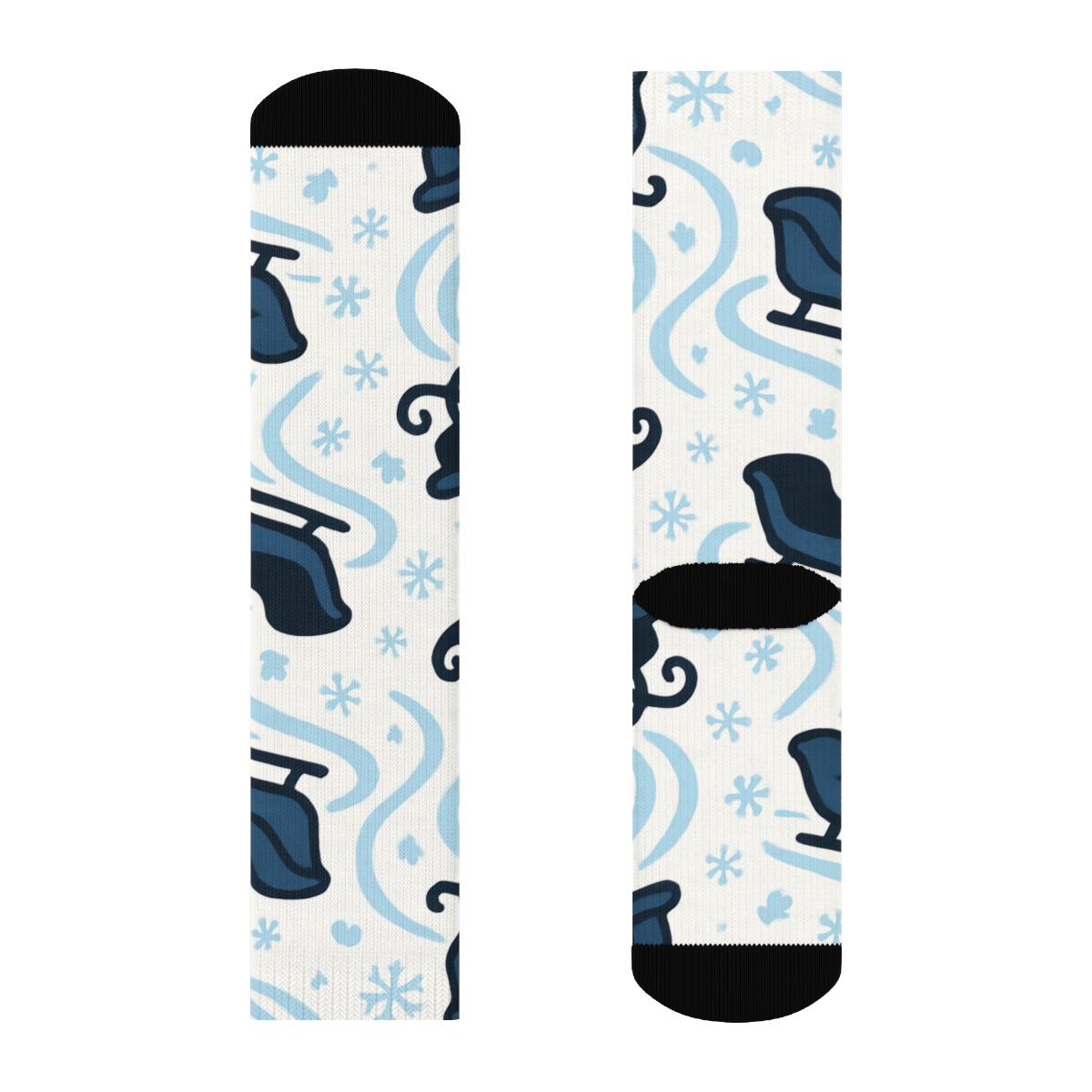 Icy Trail Silhouettes Pattern Sleigh stylish athletic crew socks